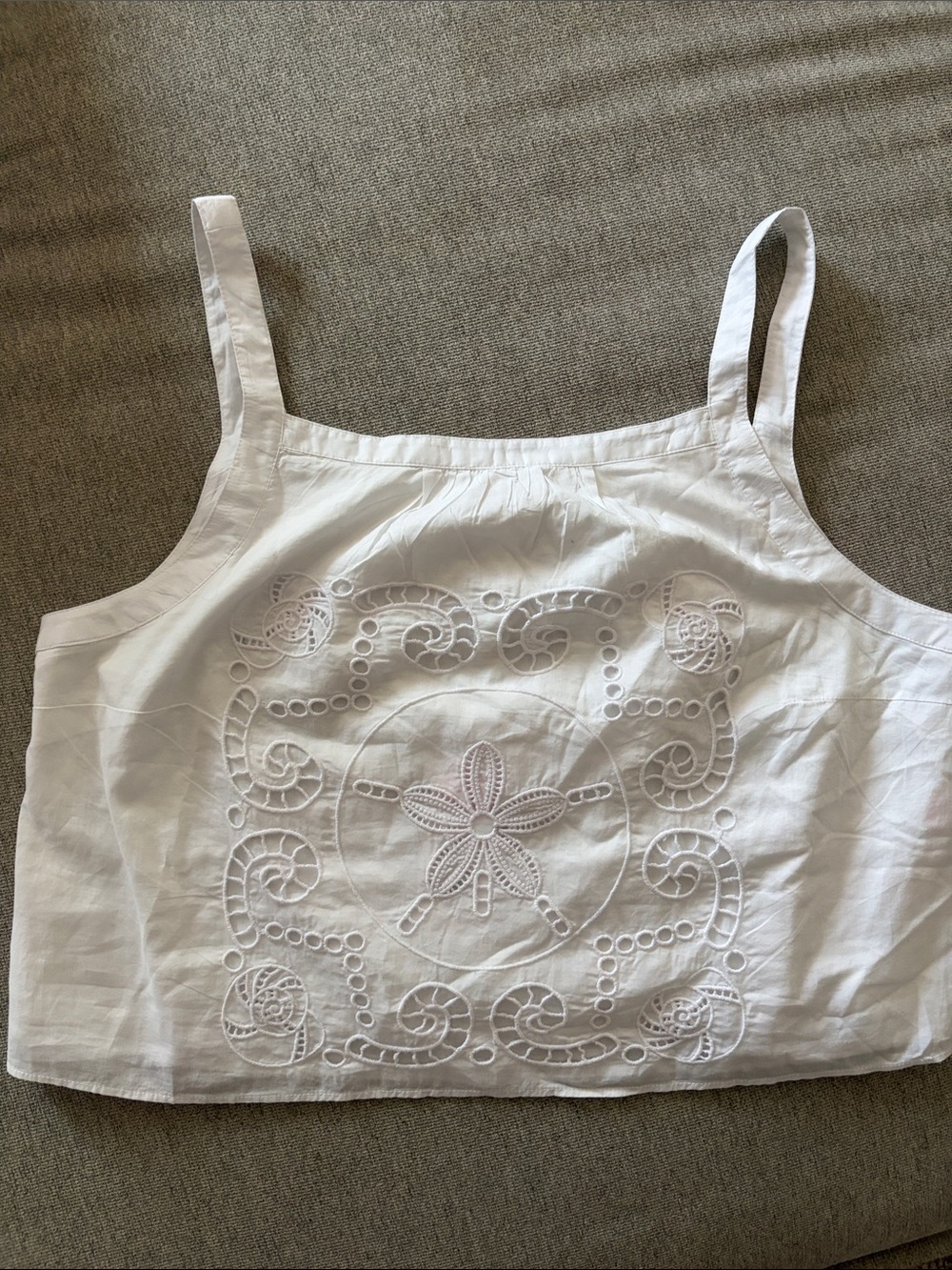 Lilly PulitzerWhite Embroidered Cotton Crop Tank Top